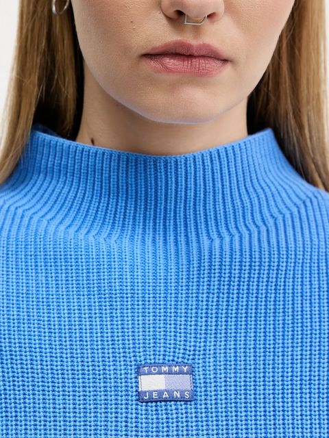 Tommy Jeans sweter bawełniany damski kolor niebieski z półgolfem DW0DW21676