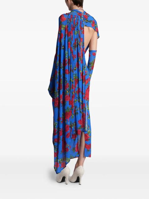 Magda Butrym floral-print draped dress - Blue