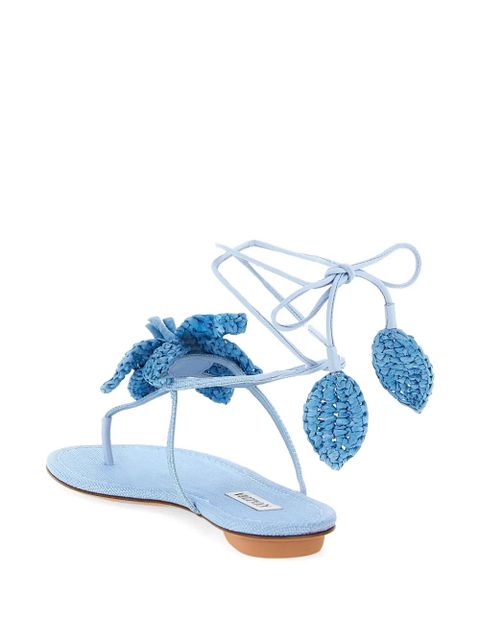 Aquazzura Calypso raffia-embellished sandals - Blue