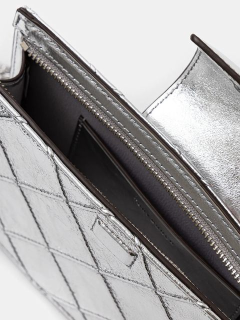 Tory Burch torebka skórzana Fleming kolor srebrny 175190-040