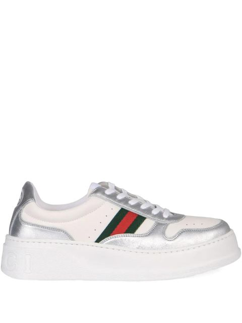 Gucci logo-lettering leather sneakers - White - zdjęcie produktu nr 2