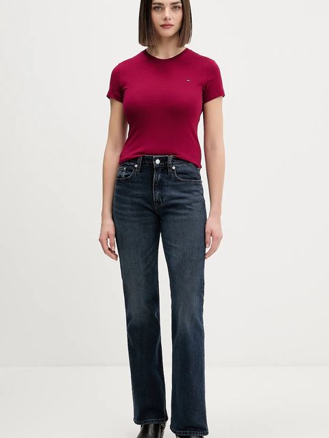 Tommy Jeans t-shirt bawełniany damski kolor bordowy DW0DW20459 - zdjęcie produktu nr 2