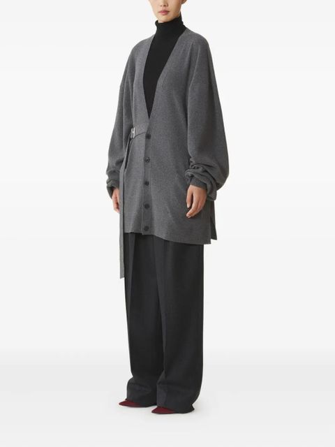 Lanvin belted balloon-sleeve cardigan - Grey