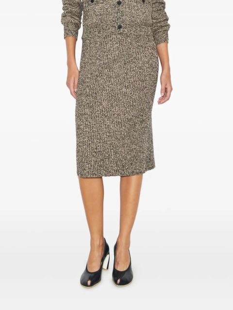 Tory Burch tweed ribbed skirt - Brown