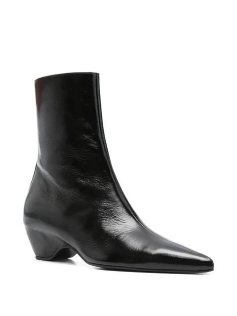 KHAITE Arizona pointed-toe calf leather ankle boots - Black - zdjęcie produktu nr 2