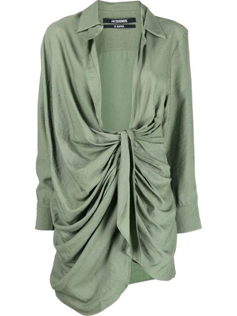 Jacquemus La Robe Bahia draped shirtdress - Green - zdjęcie produktu nr 1
