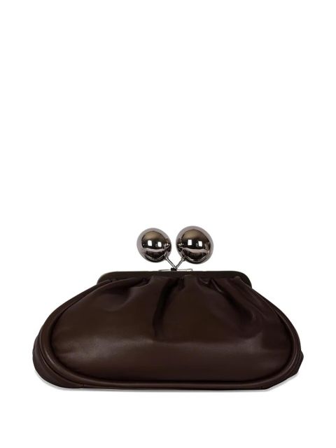 Weekend Max Mara sphere-detail leather clutch bag - Brown