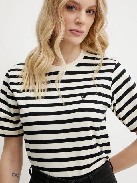 Weekend Max Mara t-shirt bawełniany damski kolor beżowy 2515971031600