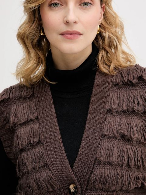 Sisley kamizelka z dodatkiem wełny damski kolor brązowy ciepły 18DLL602X