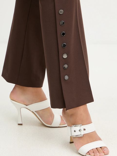 Karl Lagerfeld spodnie damskie kolor brązowy proste high waist B1W10006