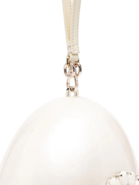 Simone Rocha large pearl egg floral-beaded cross body bag - White