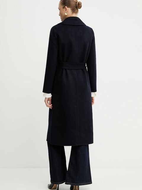 Silvian Heach płaszcz z wełną GOITIA kolor granatowy GPA25329CP