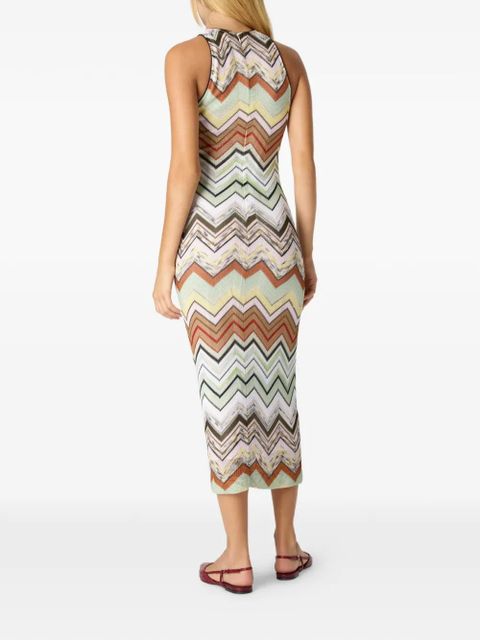 Missoni zigzag-pattern midi dress - Neutrals