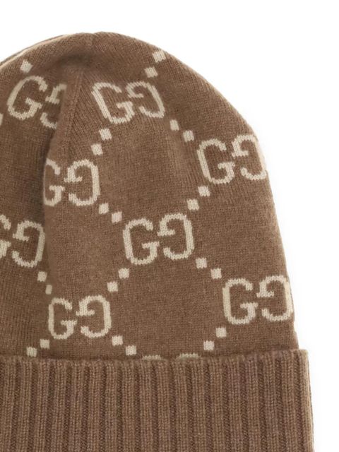 Gucci GG cashmere beanie hat - Brown