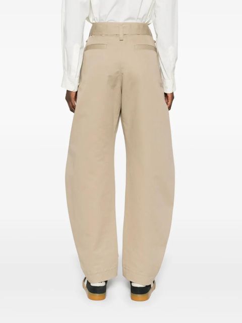 LEMAIRE belted tapered trousers - Neutrals