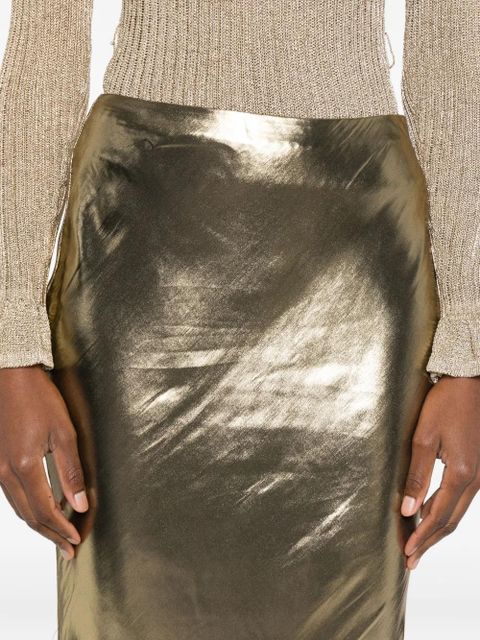 Self-Portrait metallic-effect maxi skirt - Gold