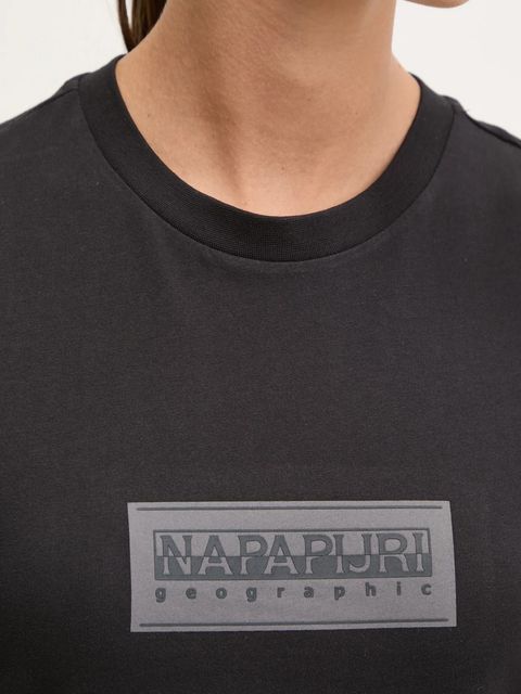 Napapijri t-shirt bawełniany S-Box damski kolor czarny NP0A4IP10411