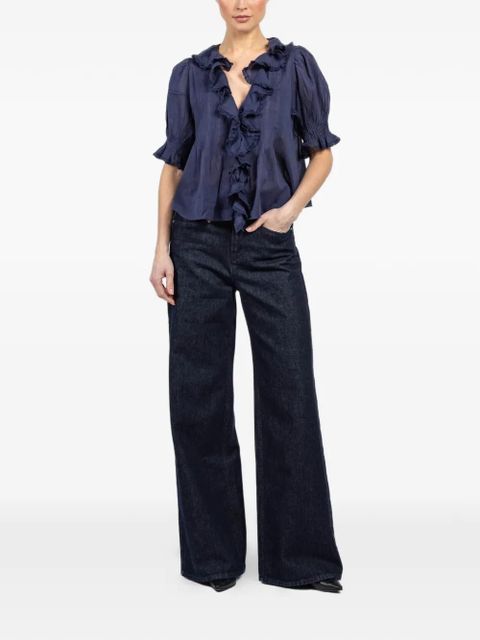 DÔEN Henri ruffled top - Blue