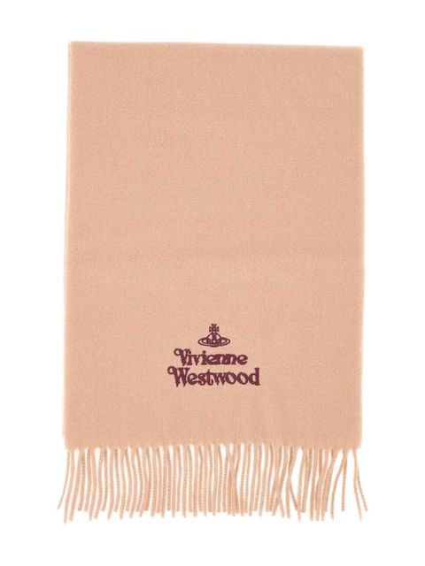 Vivienne Westwood fringed logo-embroidered scarf - Neutrals - zdjęcie produktu nr 1