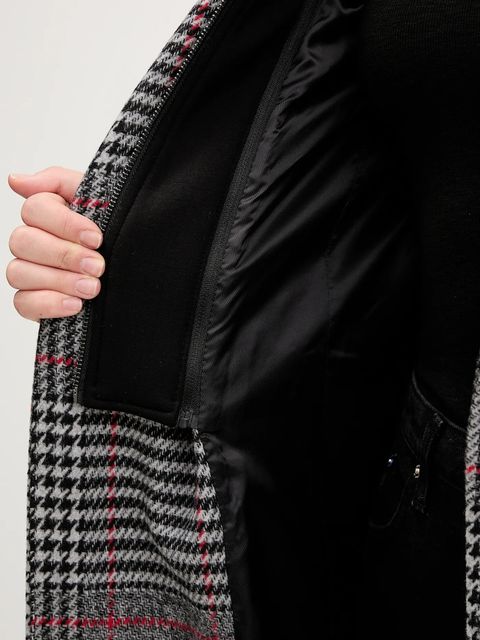 Desigual płaszcz z dodatkiem wełny CAPUCHA CHECK kolor szary 25WWEW13