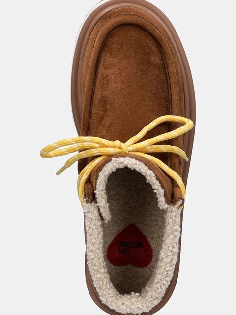 Love Moschino botki damskie kolor brązowy na platformie lekko ocieplone JA21116L0NJAW210