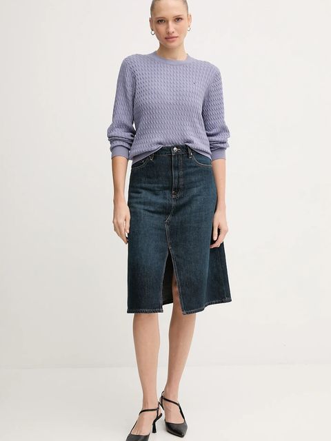 Tommy Hilfiger sweter bawełniany kolor fioletowy lekki WW0WW44993