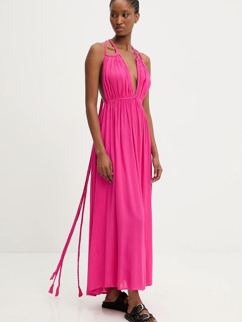 Answear.LAB sukienka kolor różowy maxi rozkloszowana