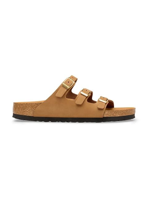 Birkenstock klapki na płaskim obcasie damskie nubukowe Florida - zdjęcie produktu nr 2