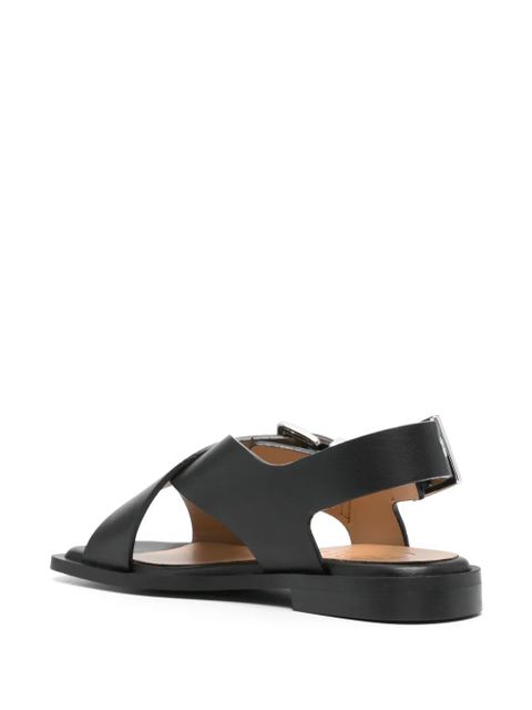 GANNI crossover-strap bucked sandals - Black