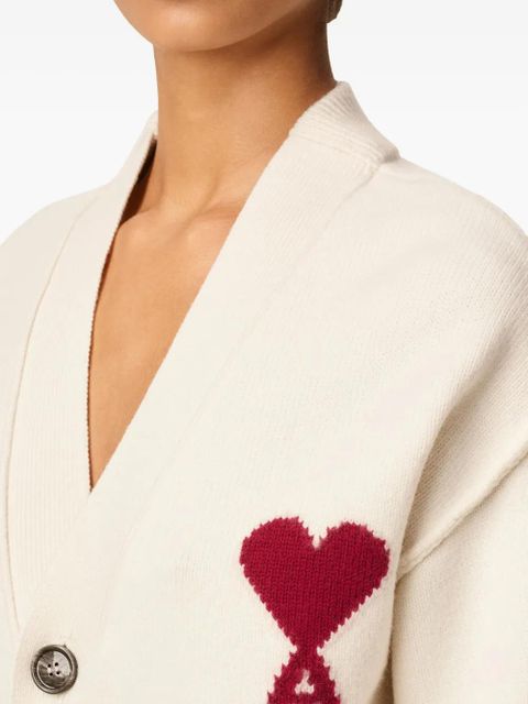AMI Paris Ami De Coeur wool cardigan - Neutrals