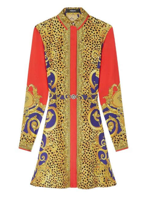 Versace baroque-print silk shirt dress - Yellow - zdjęcie produktu nr 1