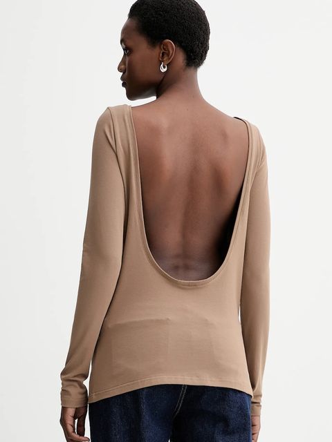 MUUV. longsleeve kolor brązowy odkryte plecy 0