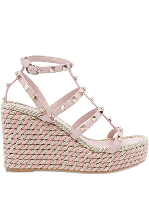 Valentino Garavani 95mm Rockstud wedge sandals - Pink - zdjęcie produktu nr 1