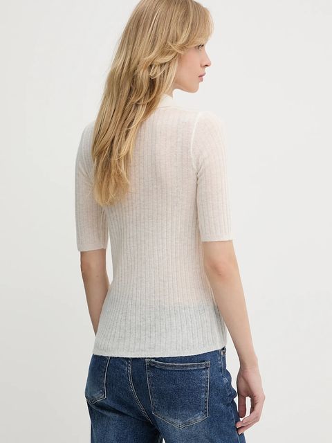 BOSS Orange polo wełniane damski kolor beżowy 50543977 - zdjęcie produktu nr 2