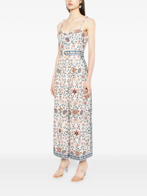 FARM Rio floral belted jumpsuit - Neutrals