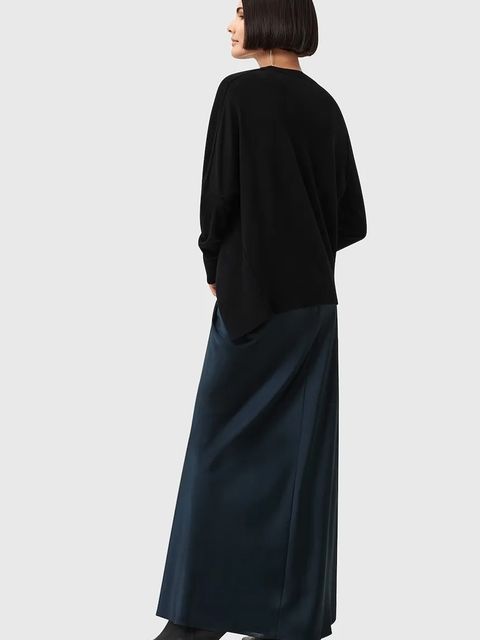 AllSaints spódnica ALEXIA kolor granatowy maxi prosta W051RB