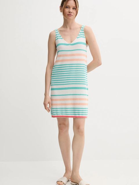 United Colors of Benetton sukienka bawełniana kolor turkusowy mini prosta 11945V006 - zdjęcie produktu nr 2