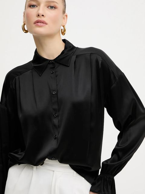 Silvian Heach koszula BOTHA damska kolor czarny relaxed z kołnierzykiem klasycznym GPA25318CA