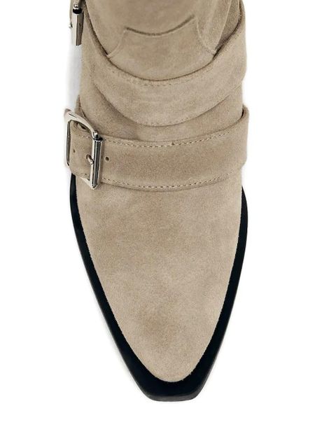 ALOHAS 45mm Ryder buckle-detail suede boots - Neutrals