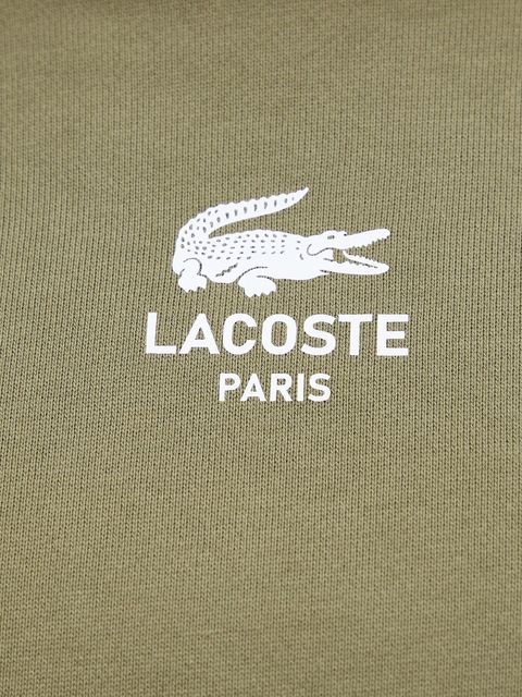 Lacoste bluza bawełniana kolor zielony z kapturem z nadrukiem SH2740