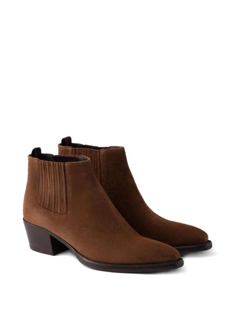 Prada elastic-gusset pointed-toe boots - Brown