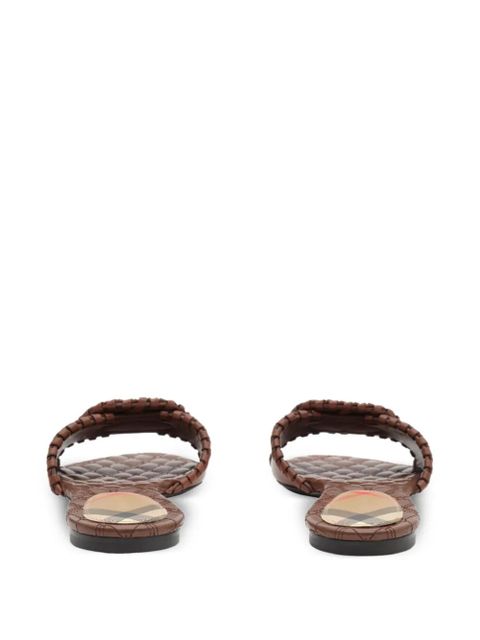 Burberry leather knight stamp sandals - Brown