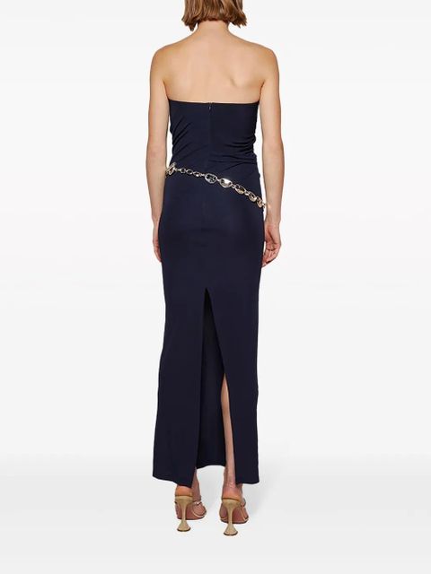 Christopher Esber chain-detail ruched maxi dress - Blue