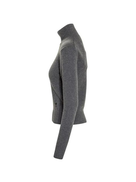 AMI Paris heart-embroidered turtleneck sweater - Grey