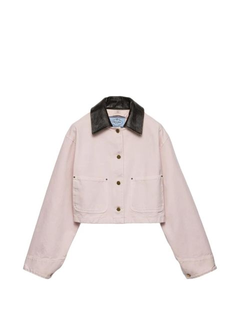 Prada leather collar patch-pockets jacket - Pink - zdjęcie produktu nr 1