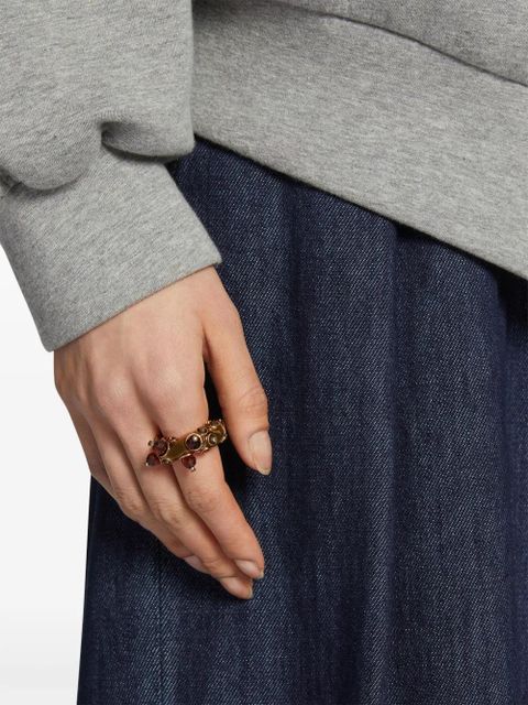 DRIES VAN NOTEN stone-embellished brass ring - Gold