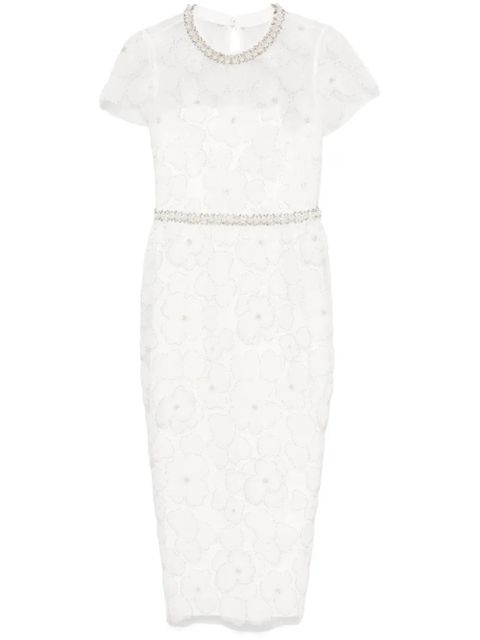 Self-Portrait embellished tulle midi dress - White - zdjęcie produktu nr 1