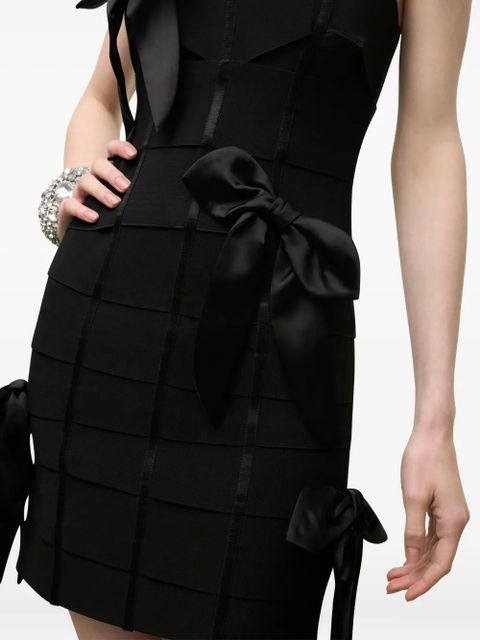 AREA bow bandage mini dress - Black