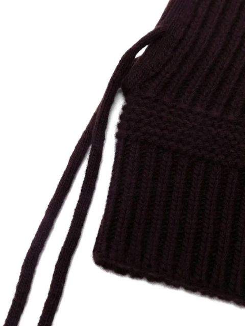 Miu Miu tie-detail beanie hat - Brown