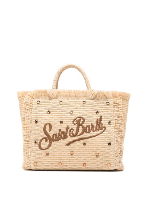 MC2 Saint Barth Colette crystal-embellished frayed tote bag - Neutrals - zdjęcie produktu nr 1